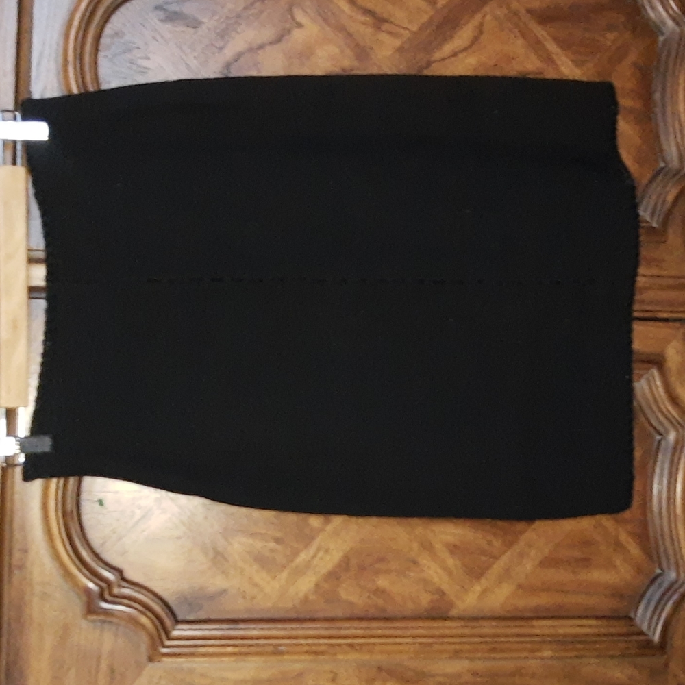 Regina Rubens Black Wool Pencil Skirt, Thin Velvet Ribbon Lacing Size 36 France